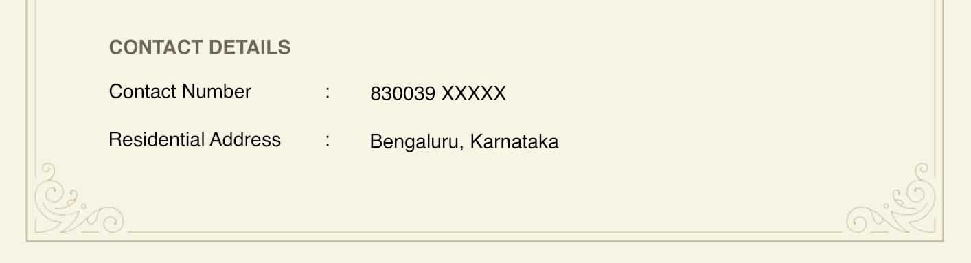 contact details section of marriage biodata