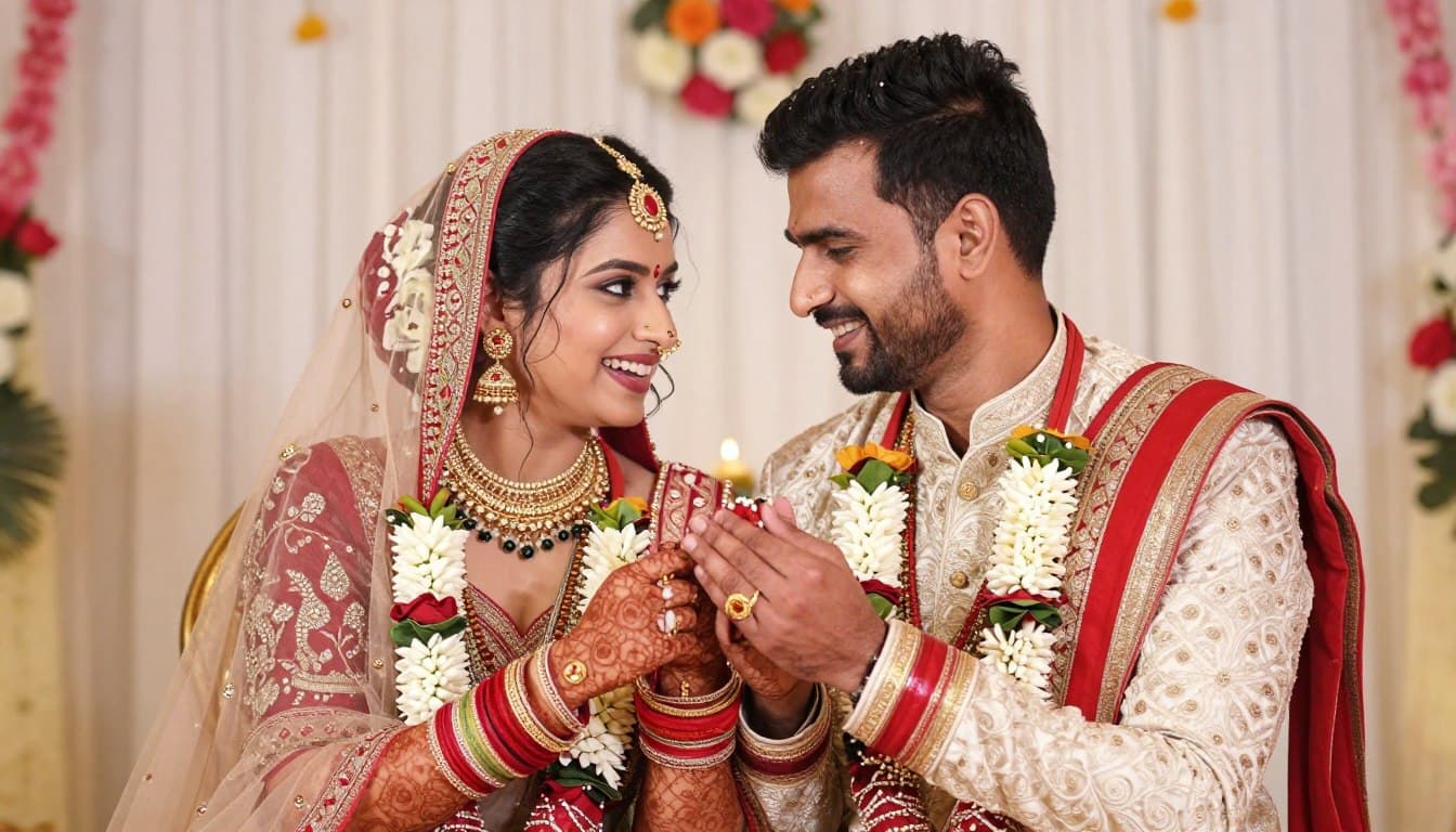 happy Indian couple after successful marriage match