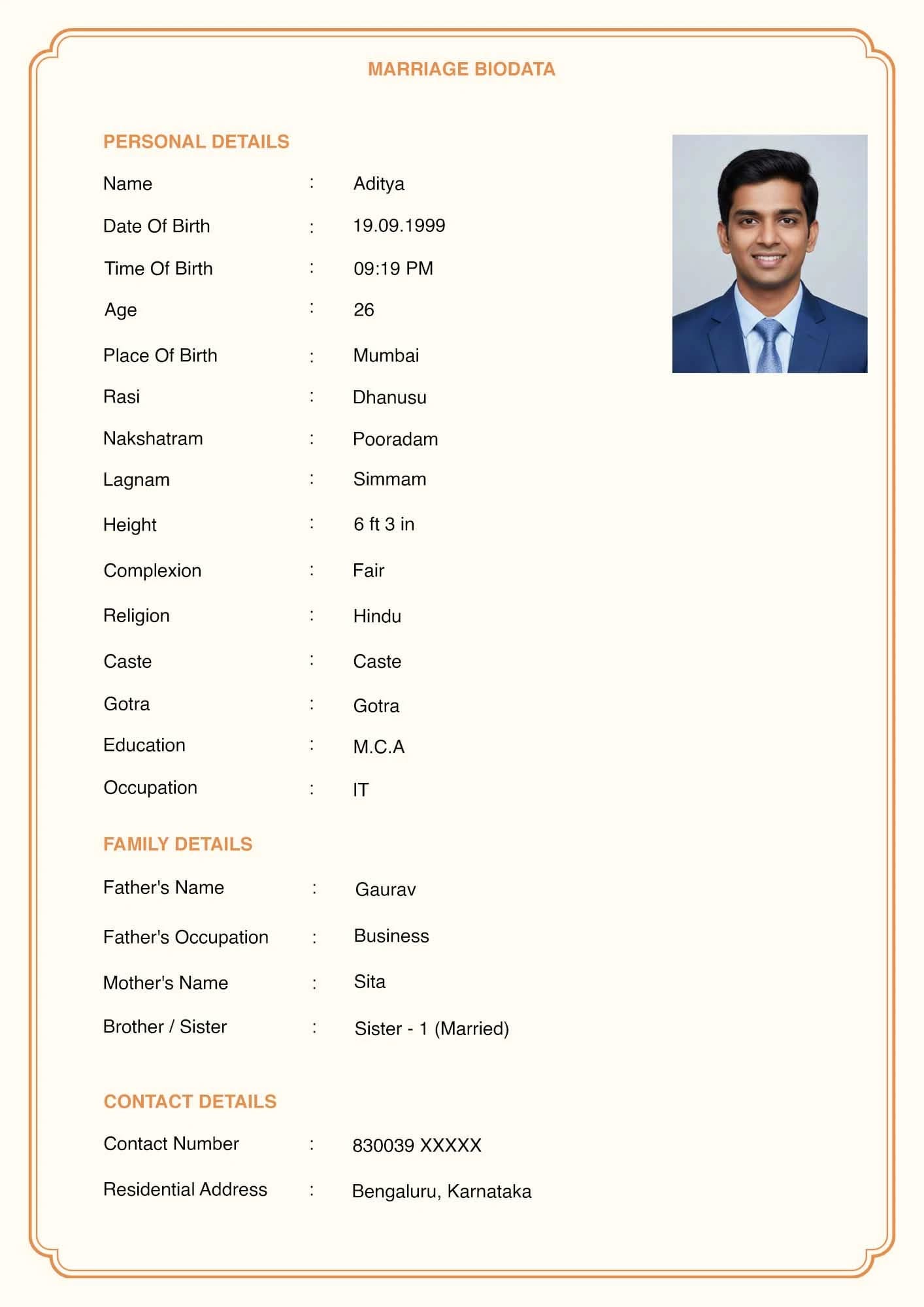 traditional red and gold biodata design