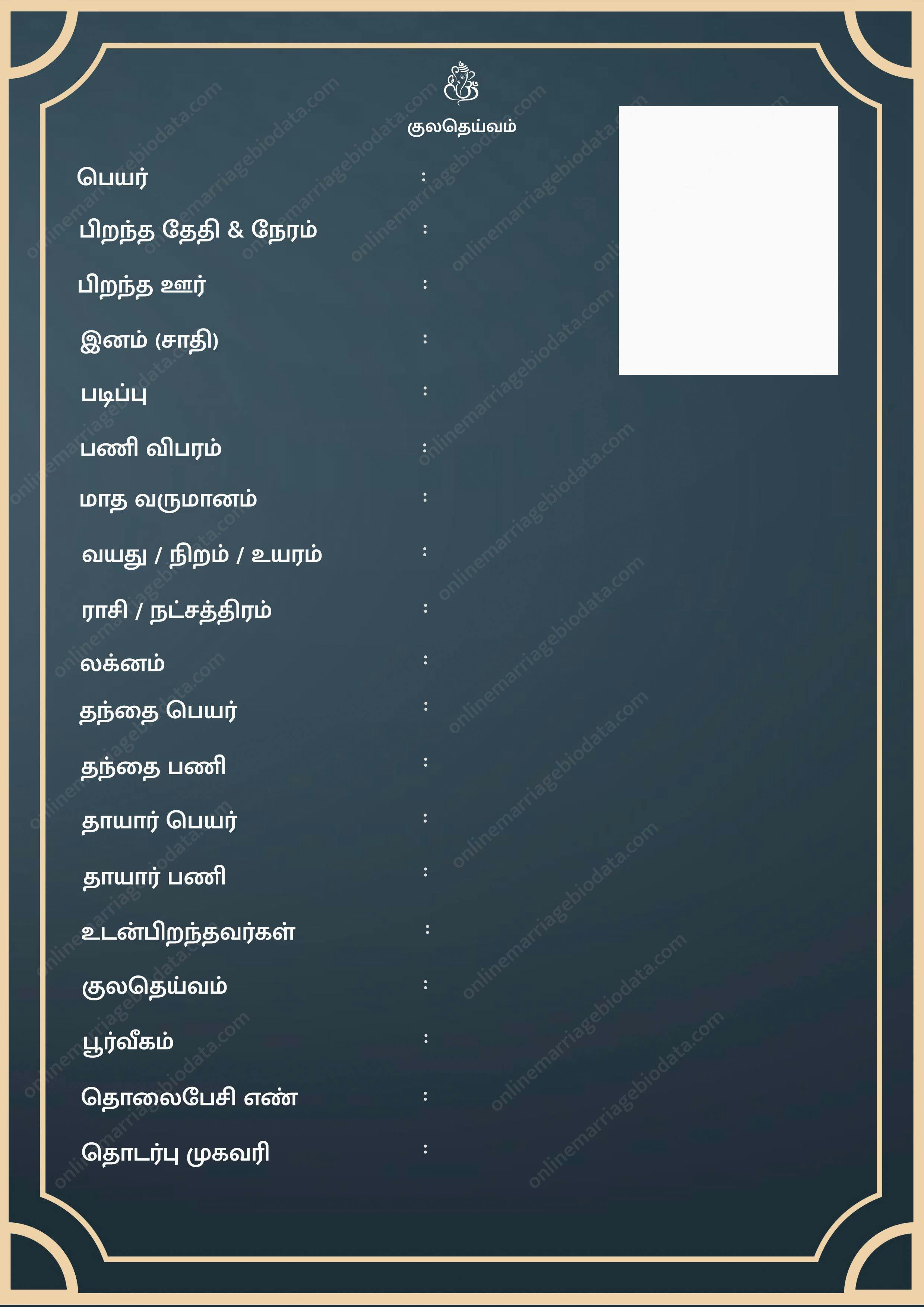 marriage biodata format in tamil pdf